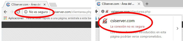 Leyenda sitio web sin SSL